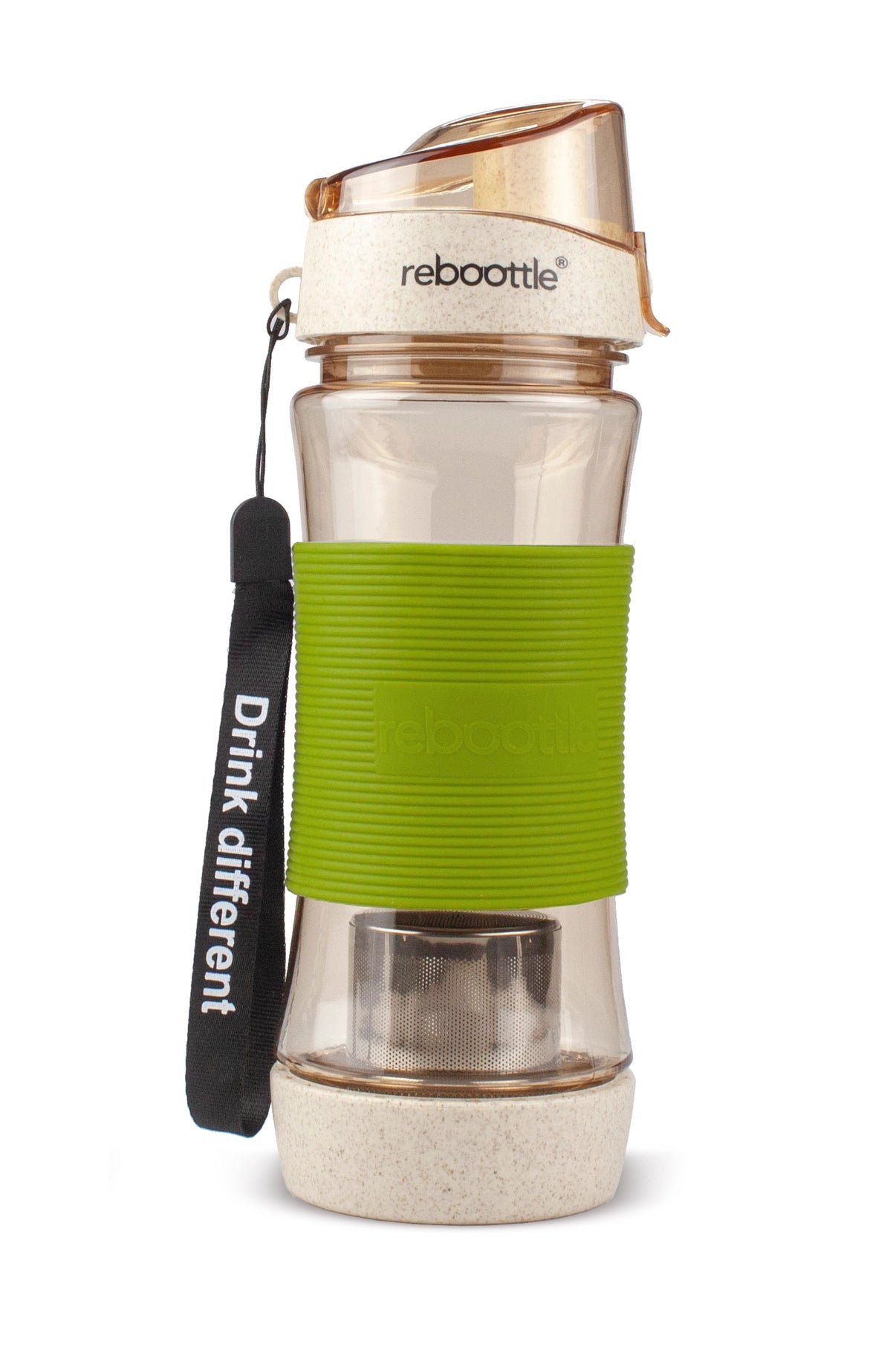 Drinking Tea Bottle Beige & Green