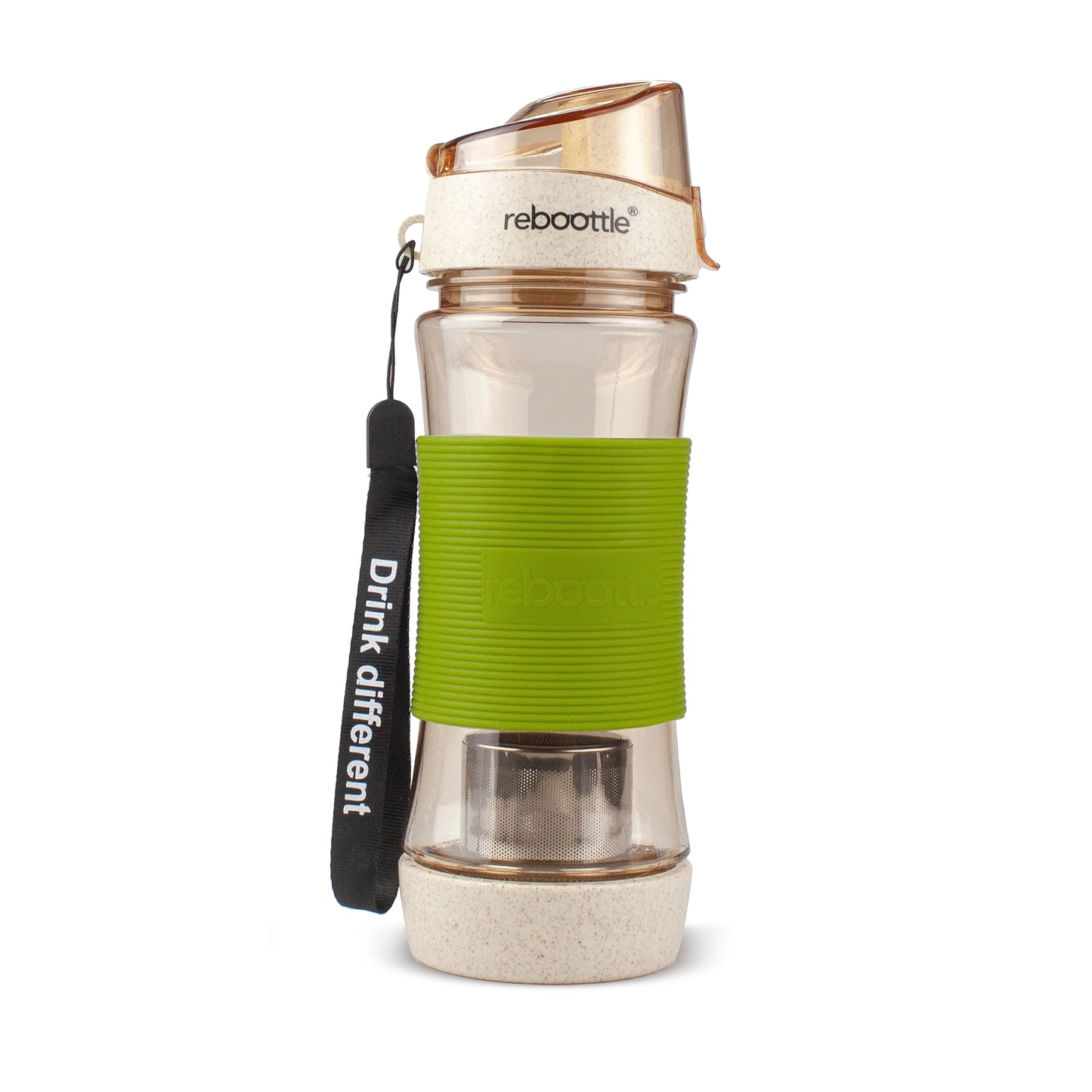 Drinking Tea Bottle Beige & Green