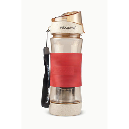 Drinking Tea Bottle Beige & Red