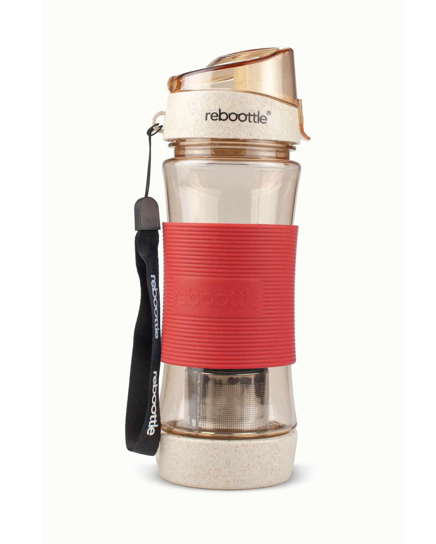 Drinking Tea Bottle Beige & Red
